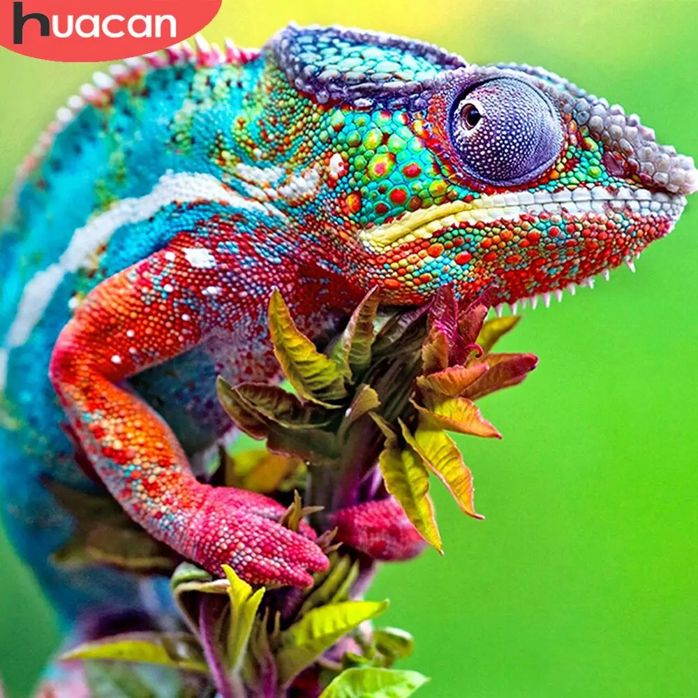 HUACAN DIY Diamond Painting 5D Chameleon Animal Full Square/Round Diamond Art Embroidery Home Decor