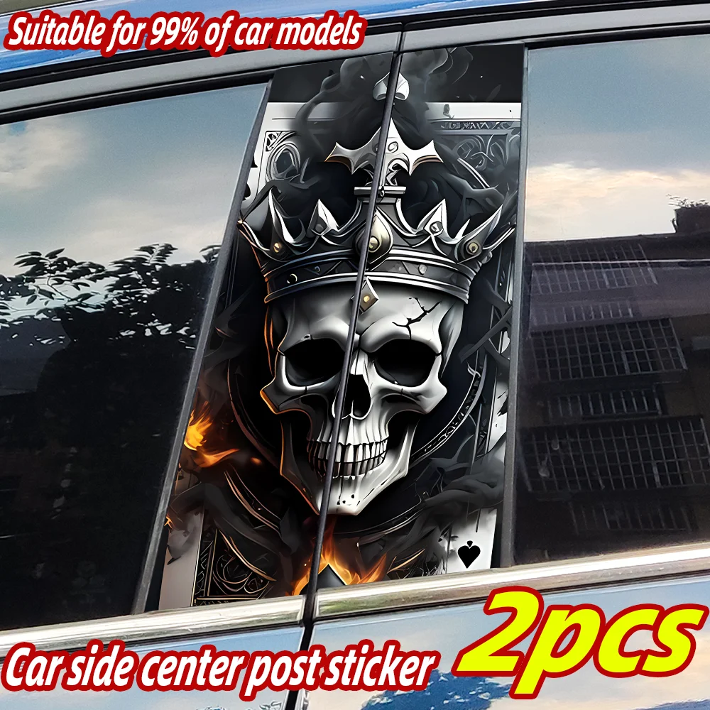 

Poker Spades A Skull Car Stickers Auto B Pillar Waterproof Decor Cover Scratches Car Doors Pillar Sunscreen Decals Accessories