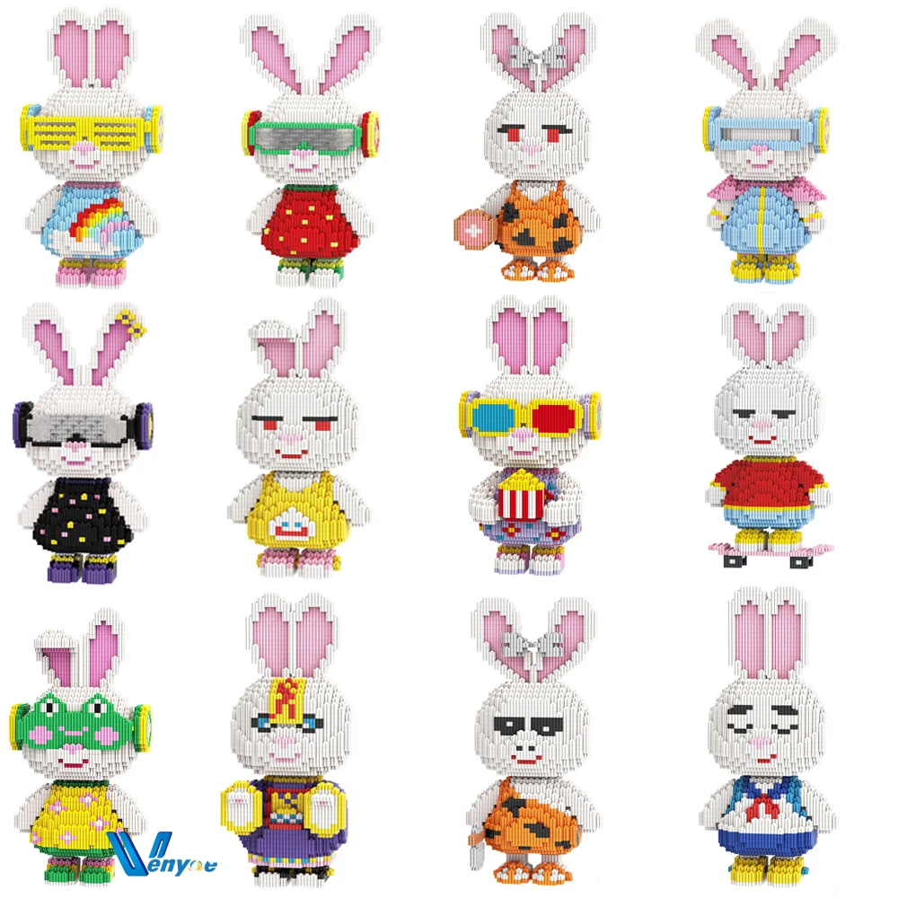 

Funny Animal Colourful Rabbit Bear Pixel Building Blocks Semi-Anatomical Magic Bricks DIY Assembly Toy Kids Gift Home Decoration