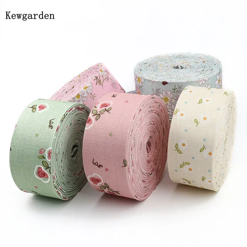 Kewgarden 50mm 25mm 10mm 1-2 Inch  Flower Layering Cloth Ribbons for DIY Hair Bow Accessories Sewing Handmade Tape 11 Yards