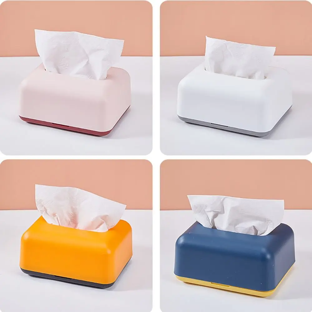 New Plastic Napkin Holder Simplicity Large Storage Tissue Case Solid Color Paper Towel Box
