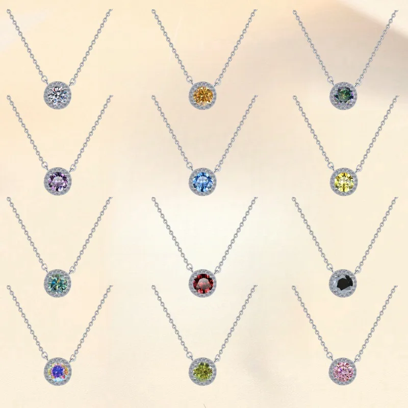 

Эта круглая цветная ожерелье из стерлингового серебра 925 пробы 1 карат — это модный и элегантный ювелирный аксессуар из муассанита для женщин.