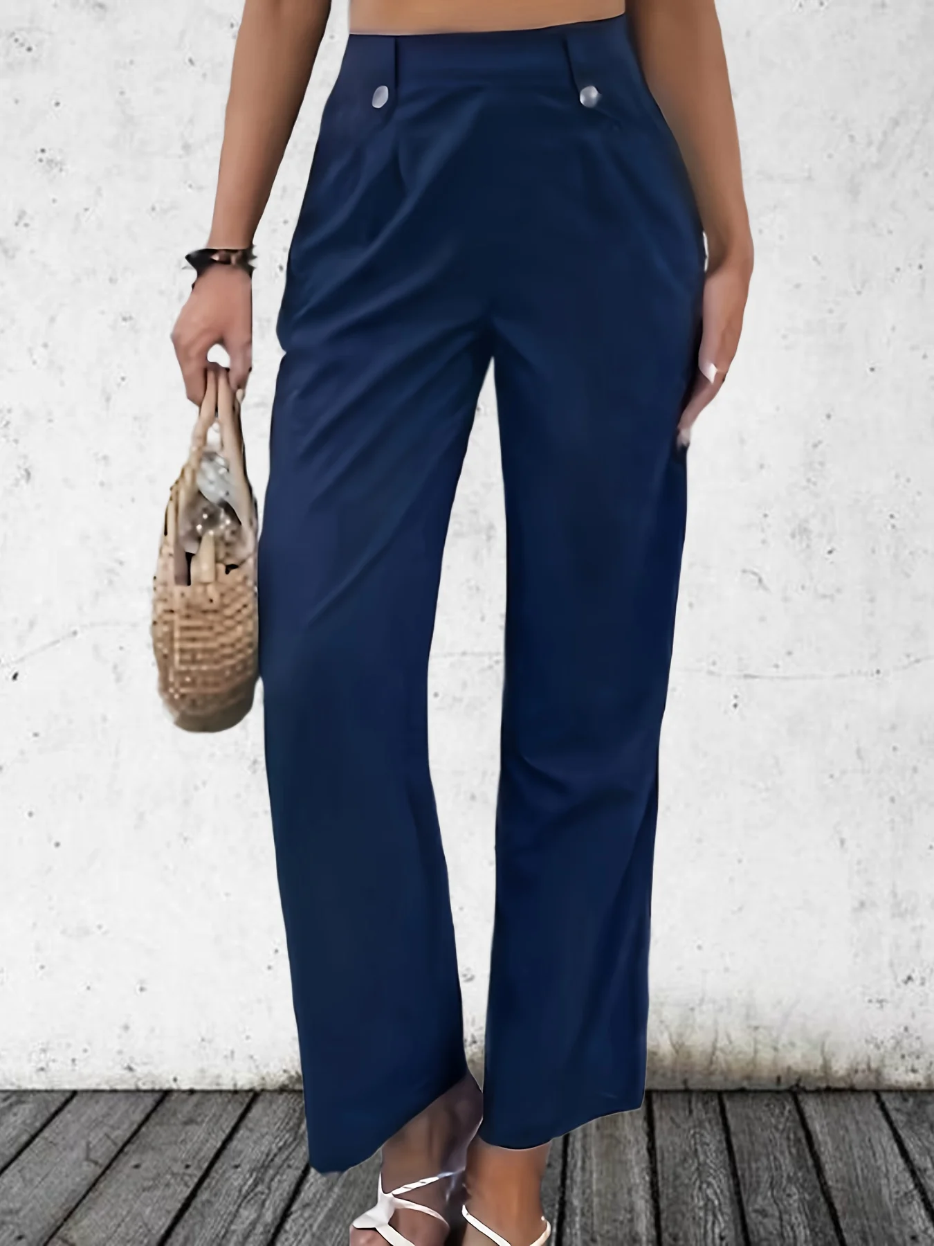 

Плюс размер 1XL-5XL, женские модные брюки с высокой талией, женские повседневные однотонные свободные брюки