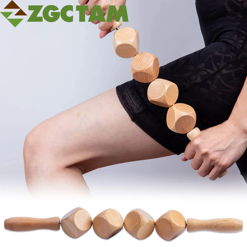 

1Pcs Wood Therapy Massage Roller Stick, Maderoterapia Rolling Dice Massager for Pain Relief, Deep Tissue, Plantar Fasciitis