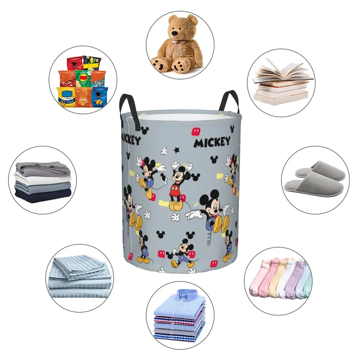 Disney Mickey Mouse Minnie Kids Toys Storage Basket for Game Room Decor Gift Laundry Hamper Baskets