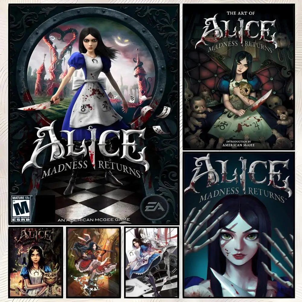 Game Alice Madness Returns Poster Self-Stick HD PVC Wall Art Poster, Waterproof Decor for Bedroom, Living Room and Home
