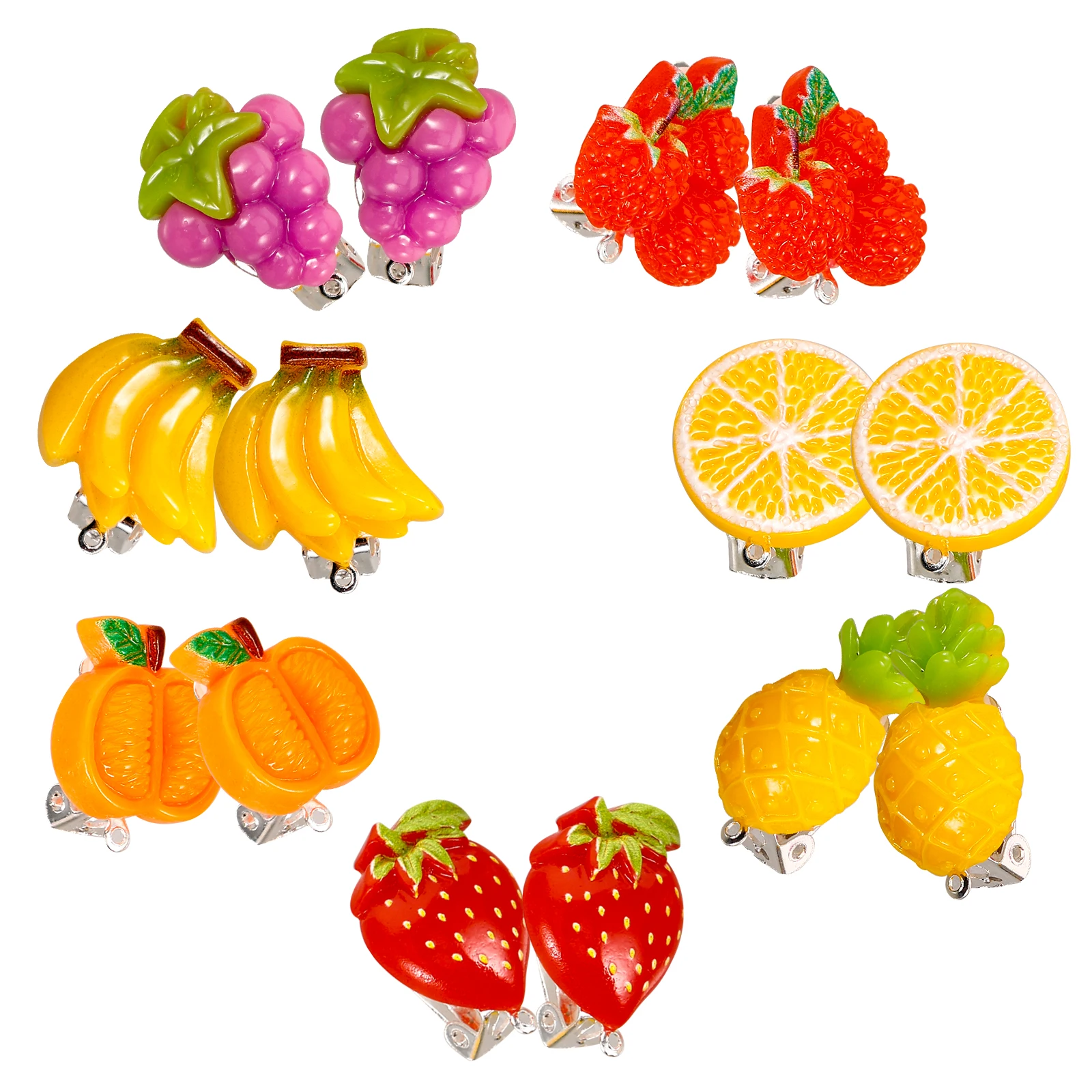 

Earrings Clip On Kids Cartoon Earring For Kids Girls Vegetable Resin Plastic Mix Set Ear Accessories Children Gifts