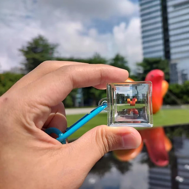 Acrylic Pixel Filter Keychain Clear Frame Keyring Couple Anniversary Graduation Bag Pendant DIY Accessories