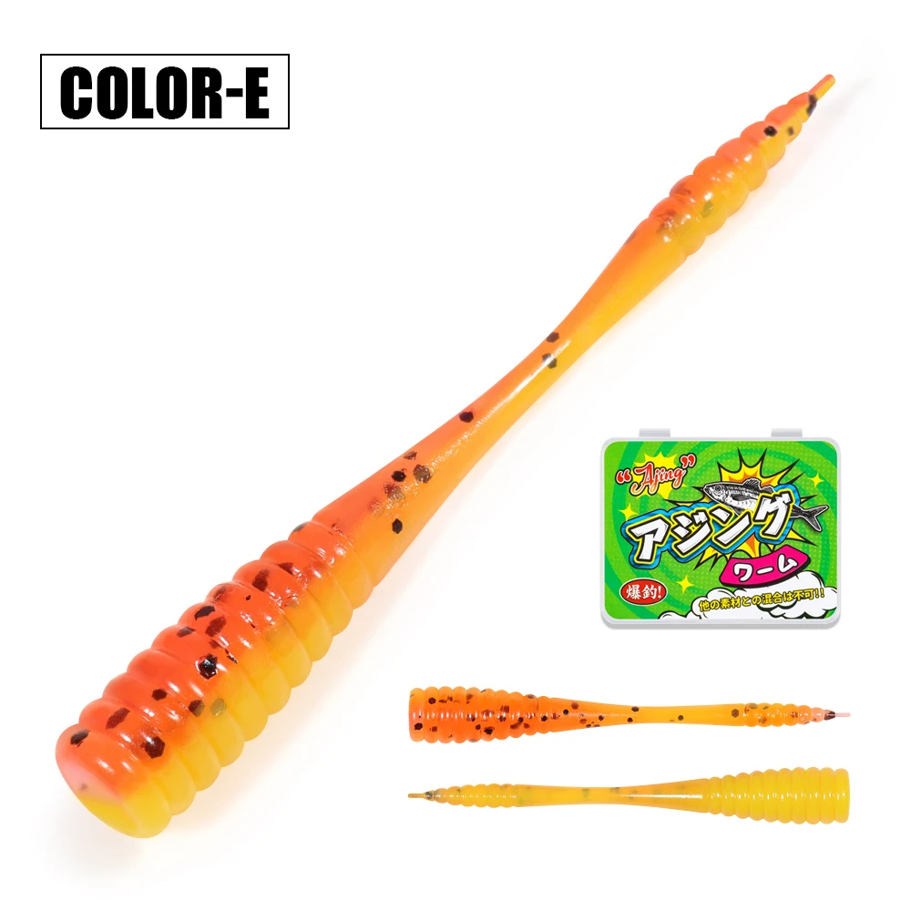 Palissander 48mm TPR Drijvende Micro Aas Naald Staart Ajing Zachte Worm Vissen Lokken Swimbaits Jig Rockfish Drop Shot Oceaan Zee 20 stuks