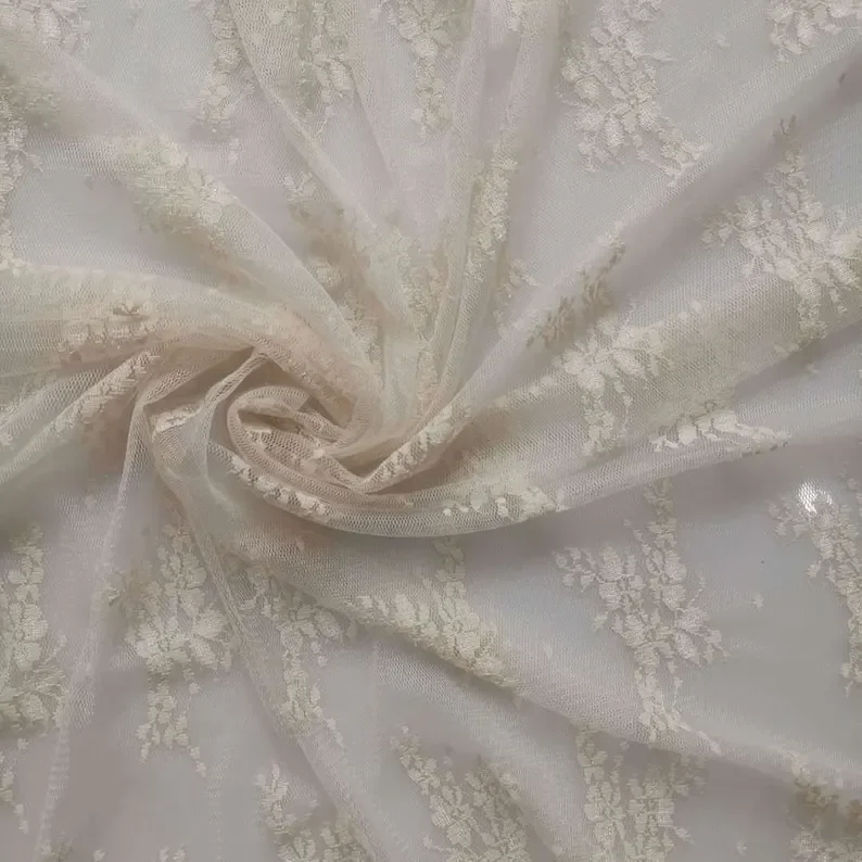 Grigio nero rosa albicocca fiore bianco ricamo tessuto di pizzo Elasticità floreale morbido tulle per abito da sposa Velo da sposa Tutu