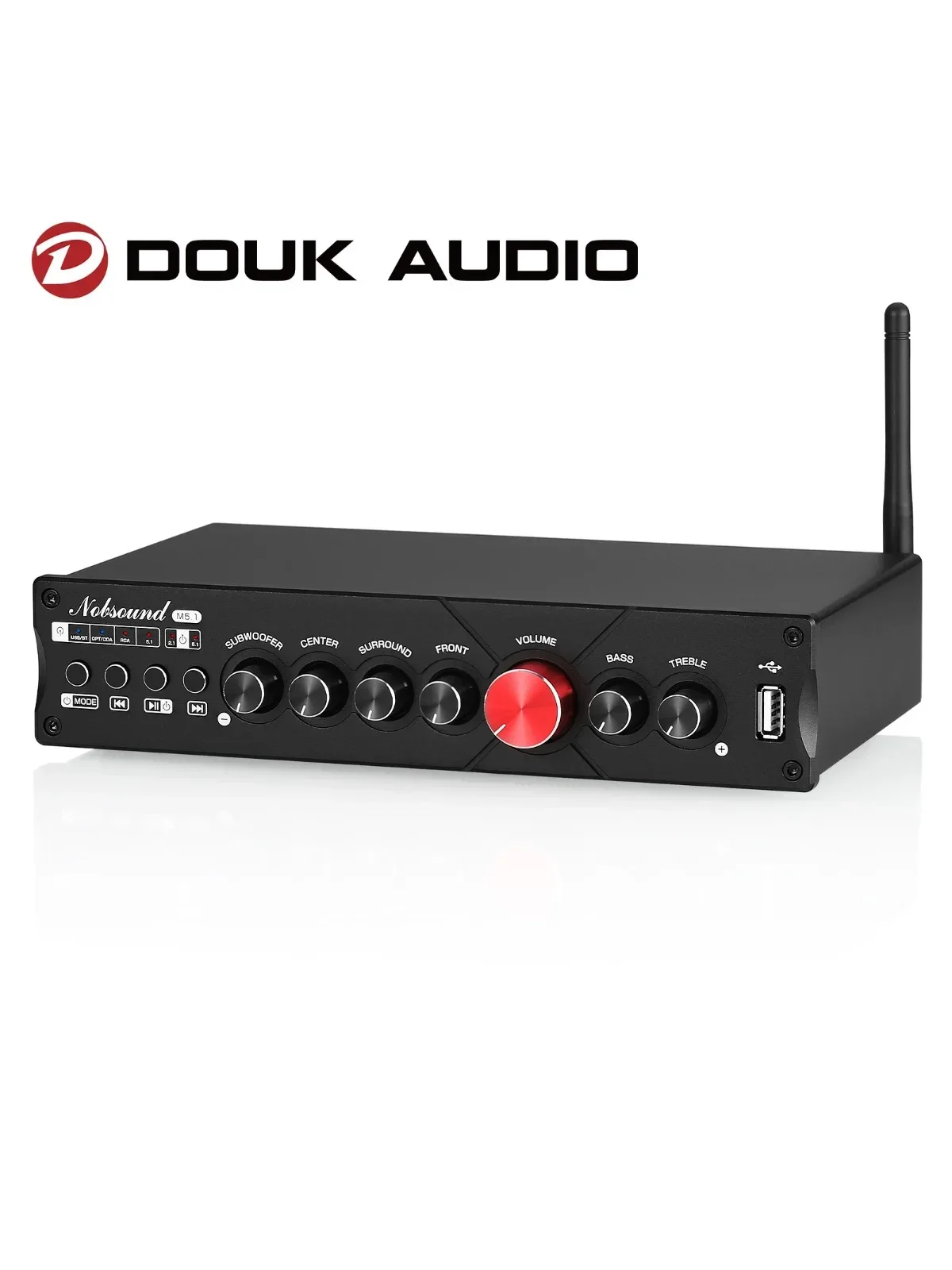 Douk Audio HiFi M5.1 Wzmacniacz Cyfrowy 5.1 Kanałowy Odbiornik Bluetooth 5.0 z Wyjściem Subwoofera Odtwarzacz USB COAX/OPT Wzmacniacz Mocy — zdjęcie produktu 7