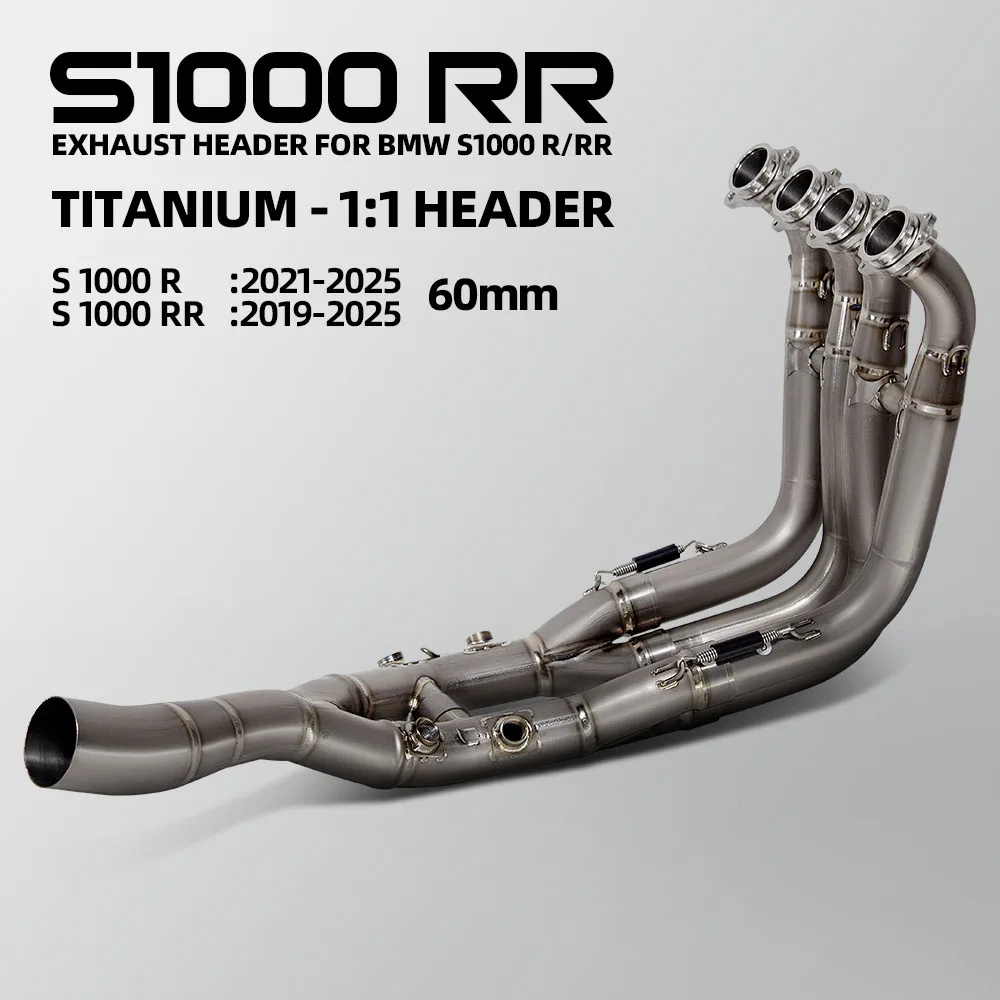 

For BMW S1000RR 2019-2025 S1000R 2021-25 Motorcycle Exhaust Manifold Titanium Alloy Front Link Pipe 60mm