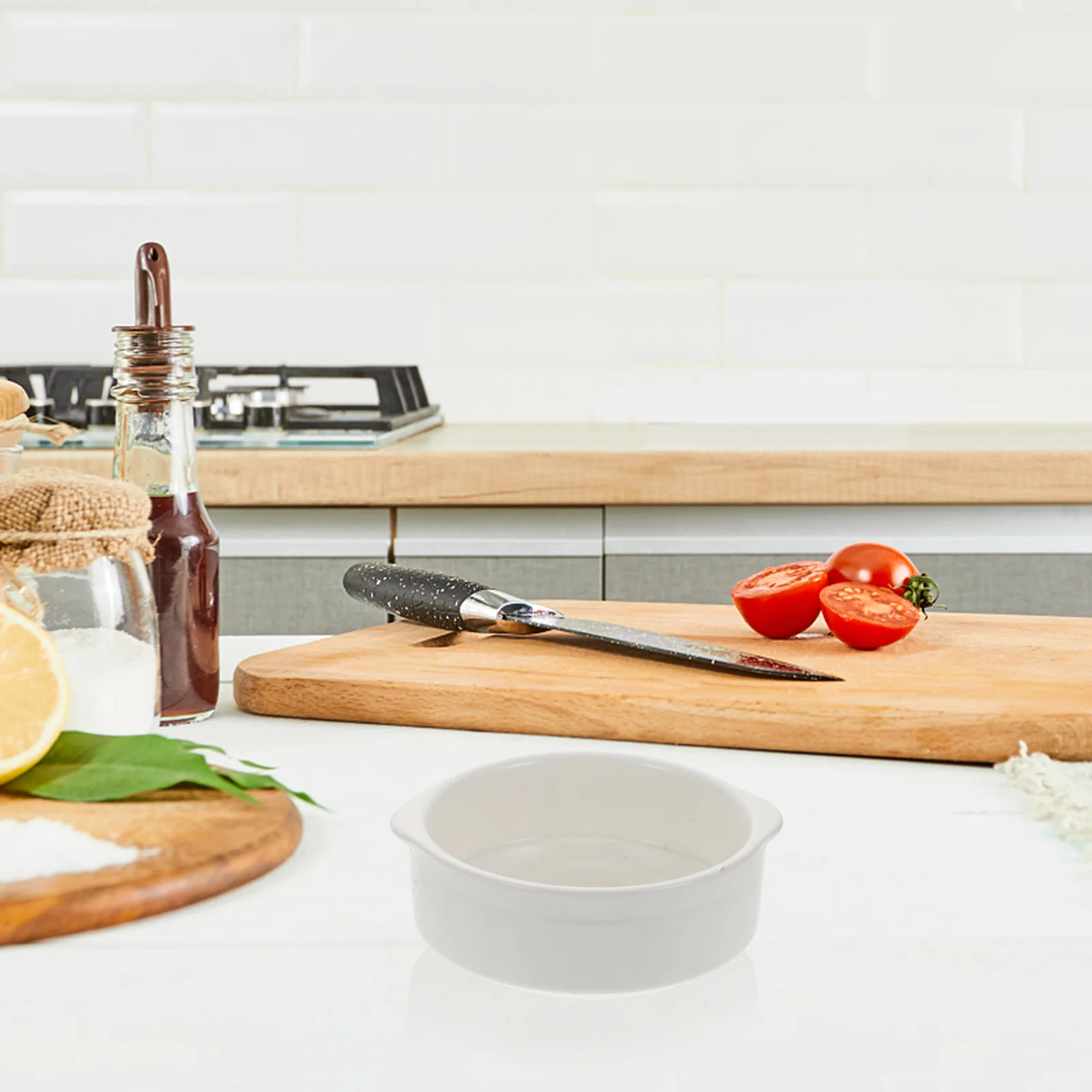 

1Pcs Binaural Ceramic Steaming Bowl Heat Resistant Soup Pot Sturdy Household Multi-Use Portable Kitchen Dining Tableware