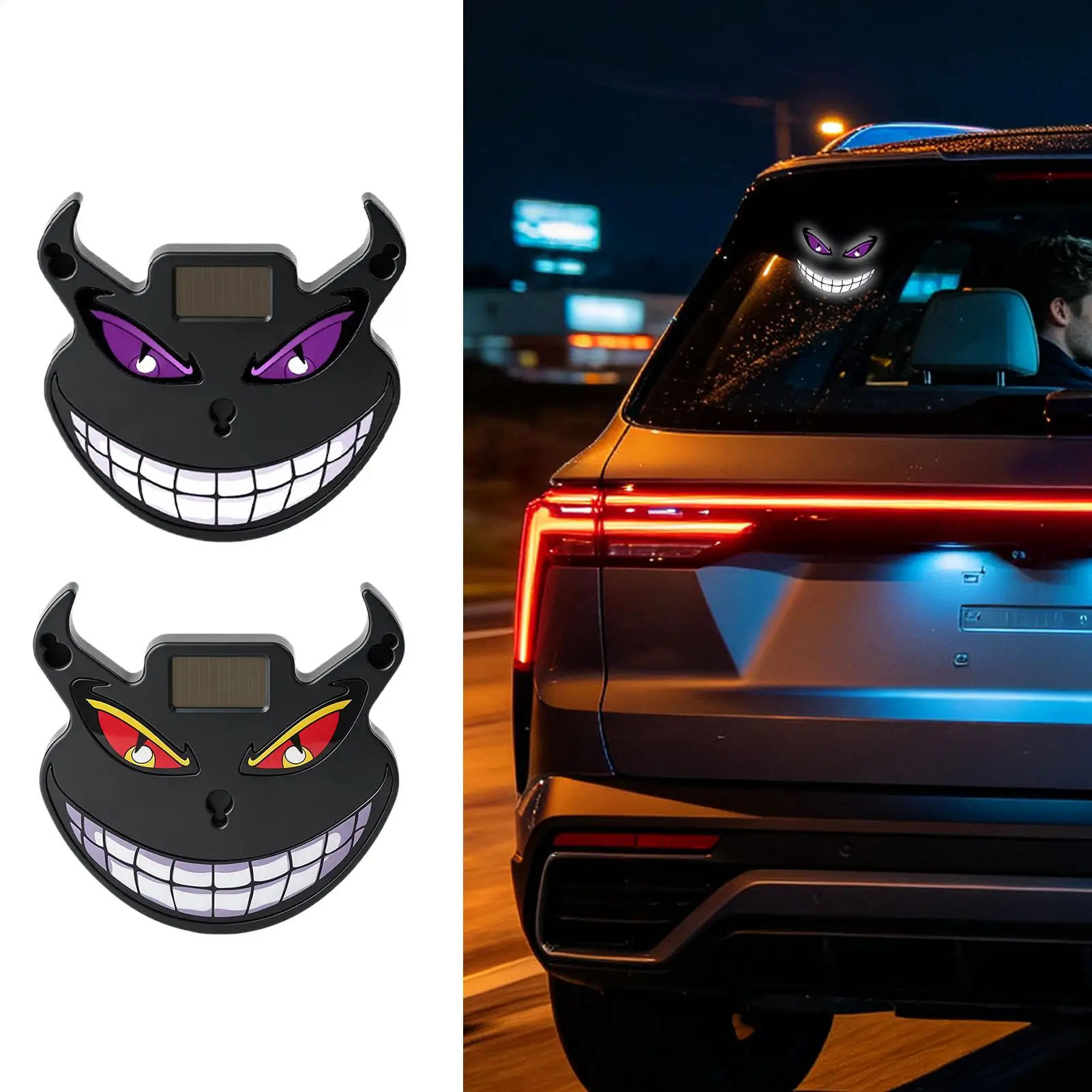 Car Eyes Animated LED 3-Mode Wireless Suction Solar Powered Dynamic LED Car Eyes Light For Automotive Truck SUV Sedan Night