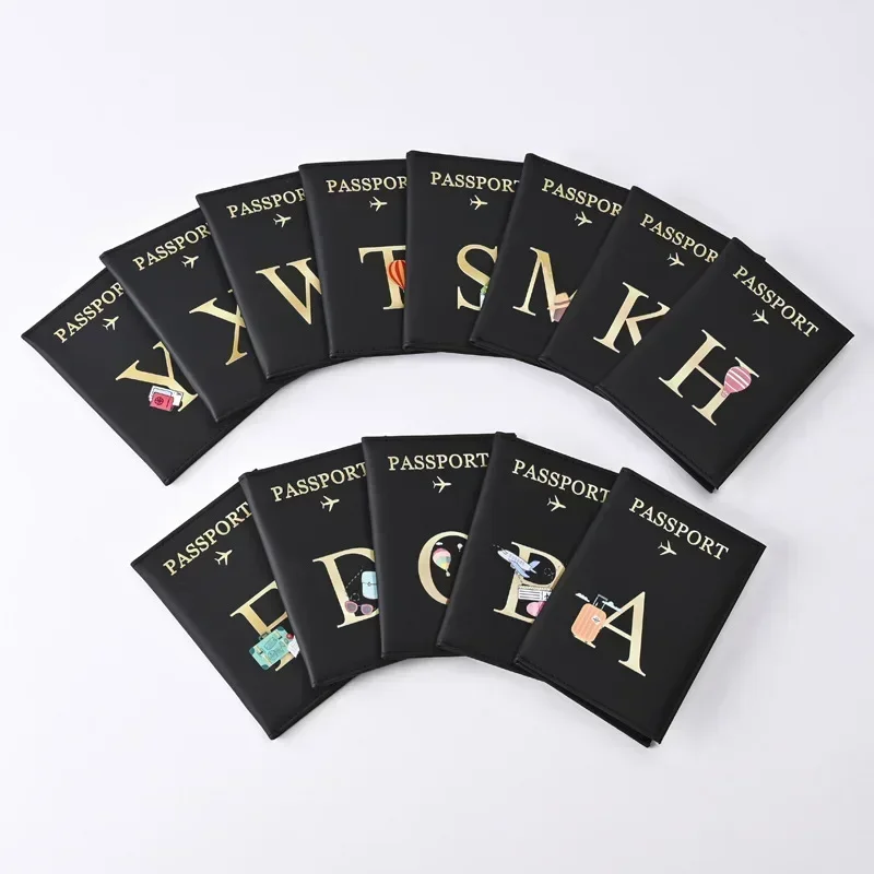남녀공용 레터 프린트 가죽 여권 커버, 여권 거치대, 항공권 클립, ID 거치대 신용카드 홀더 거치대