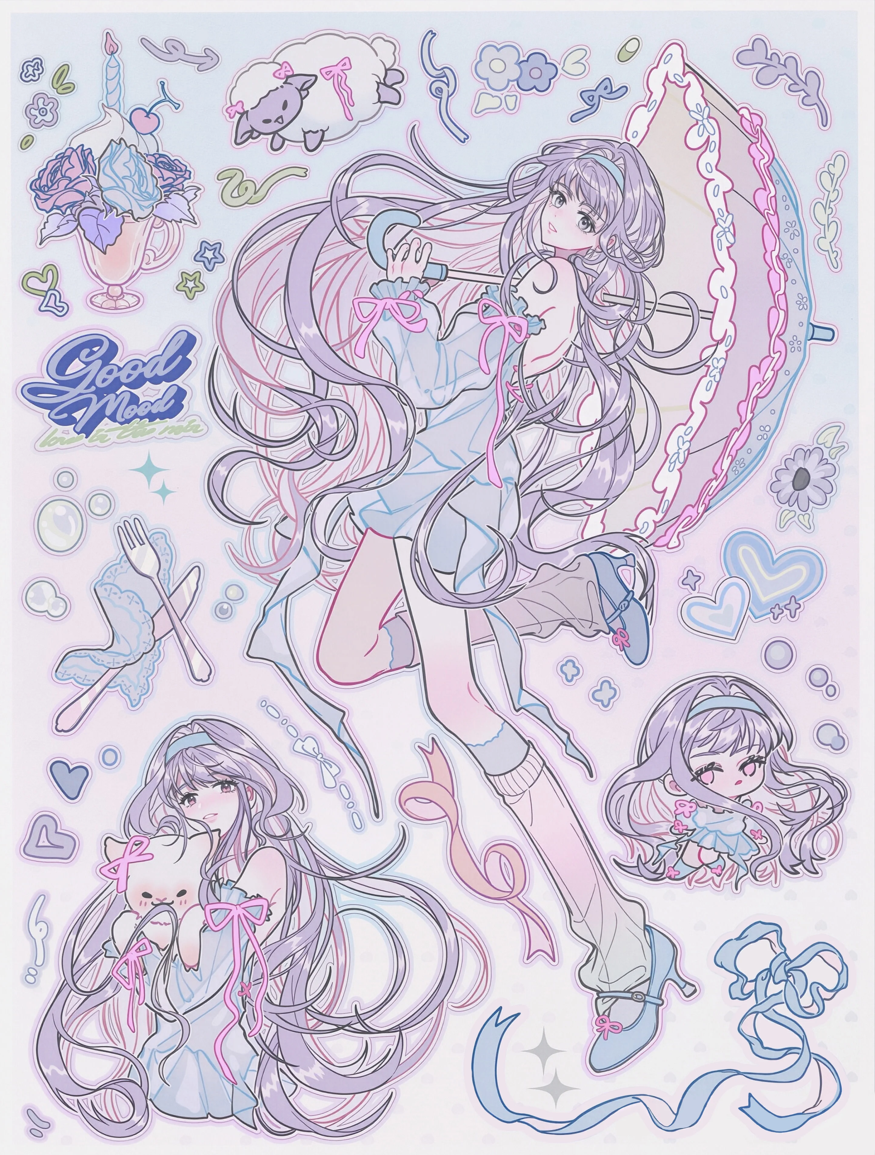 Y2K Style Girl Journal Sticker Pack, Skateboard & Angel Wings Decorative Materials, DIY Collage Base Stickers for Scrapbooking