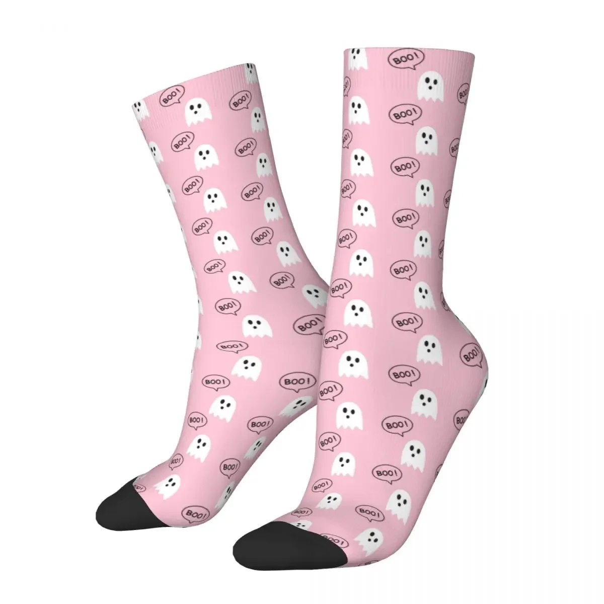 

Pink Ghosts Socks Men Women Casual Happy Halloween Socks Harajuku Spring Summer Autumn Winter Middle Tube Socks Gifts