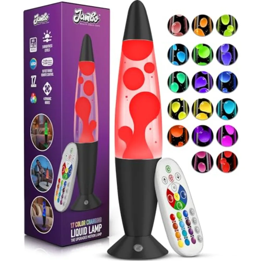 

16" LED 17-Color Changing Motion Lamp with Remote, LED Light for Teens and Adults, Night Light Nightlight, Relaxing Magma Lamp