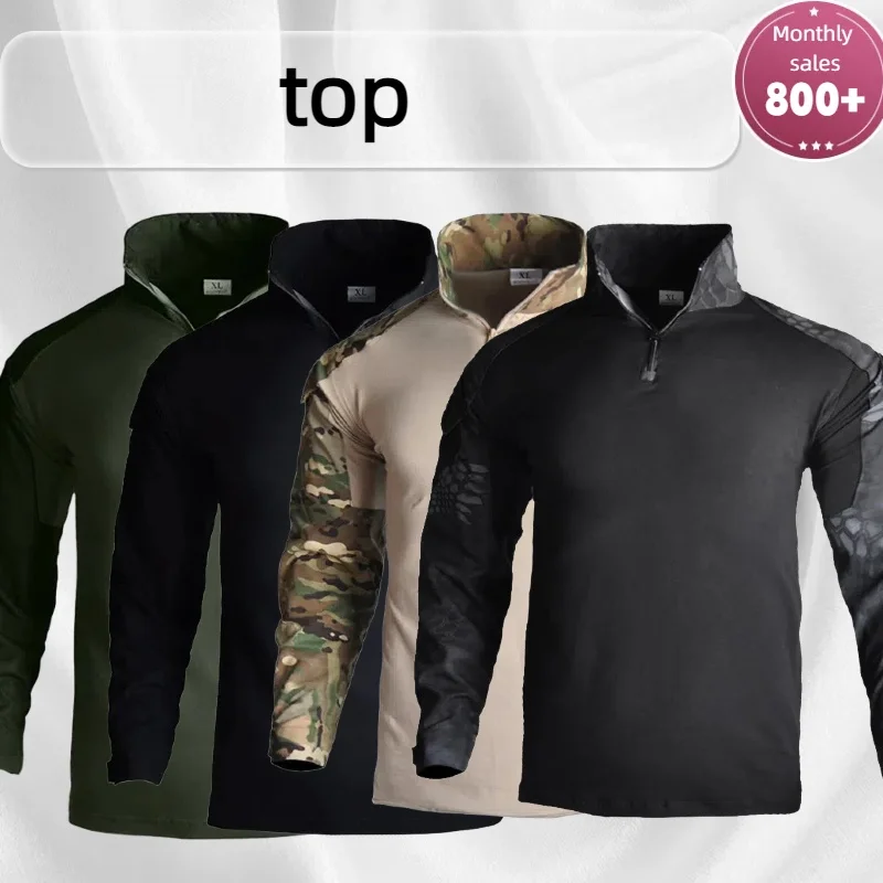 

​​Men's Outdoor Combat Shirt Long Sleeve Tactical Top Quick-Dry Moisture Wicking Camo Shirt for Hiking Fishing G2 Style​​