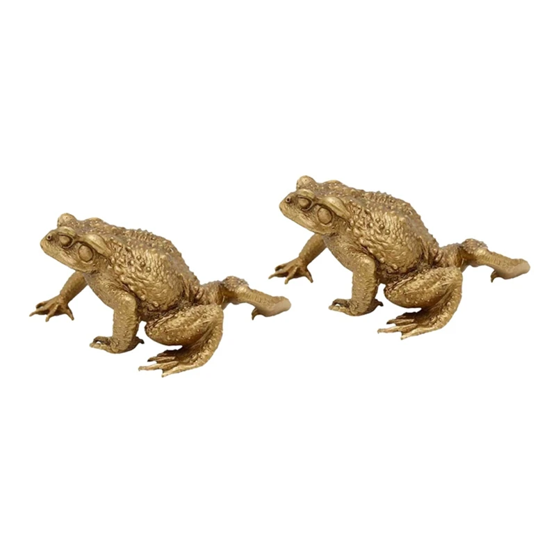 Feng Shui Copper Pocket Money Frog Fortune Brass Toad Figurin Chinese Coin Home Decor 2Pcs