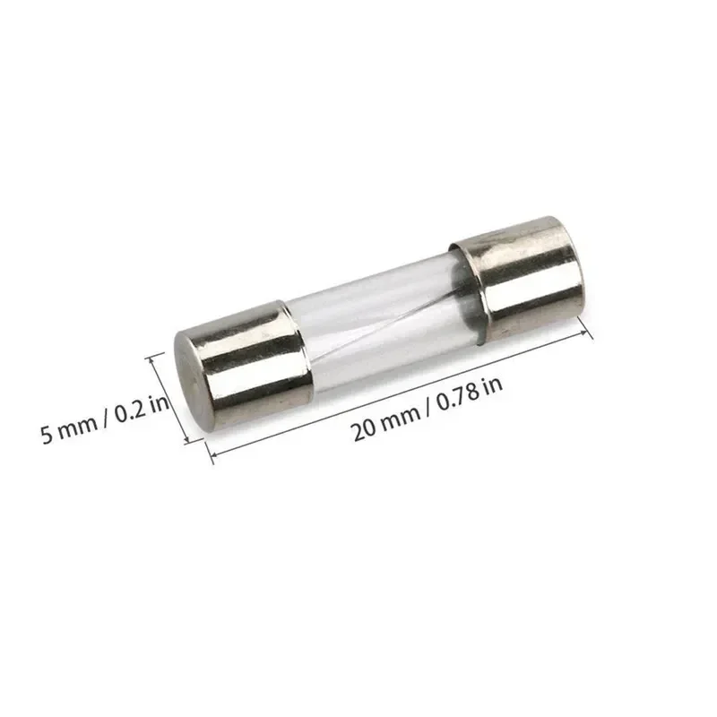 100pcs/box 5x20mm Fast-blow Glass Fuse Assorted Kit 0.2 0.25 0.3 0.5 0.75 1 2 3 4 5 6 8 10 15 20A Electrical Fuse Tube Mix Set