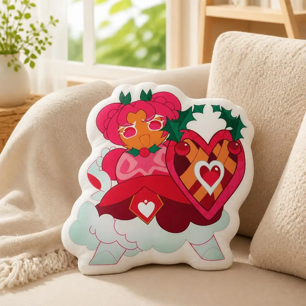 Cookie Run Kingdom Hollyberry Cookie POWER Plush Pillow Cushion Irregular Stuffed Throw Pillow Home Decor Gift Sofa Bed Home