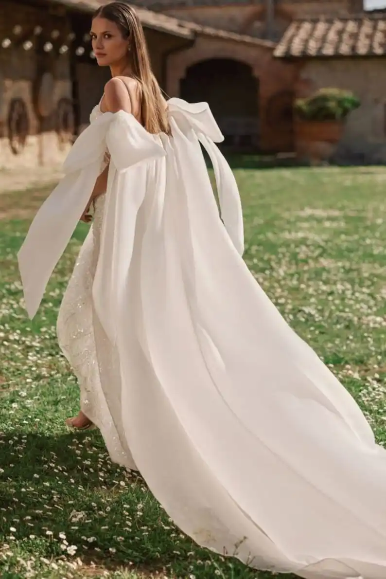 Super Removable Big Bow Organza Ribbon Wedding Accessories Bride Hand Accessory Bridal Wrap