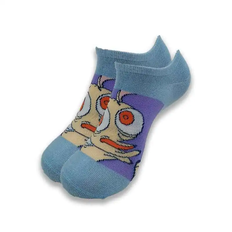 Fashion  Cartoon Print Invisible Short Socks  Happy Funny Street Socks Men Women Korean Style Novelty Ankle Socks