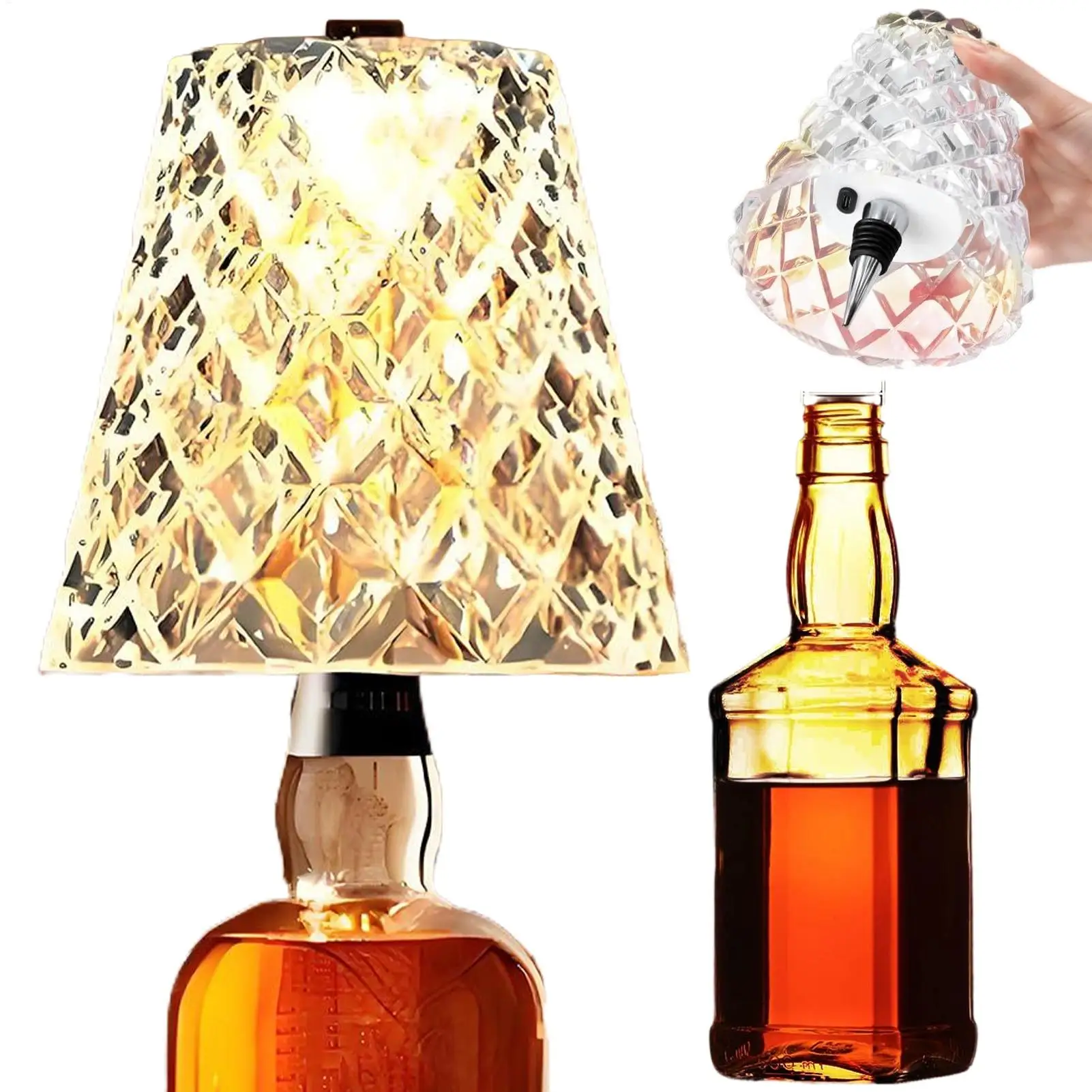 

Беспроводная лампа для бутылок с 3-цветной сенсорной регулировкой яркости, перезаряжаемый светильник-абажур для винных бутылок, для спальни, гостиной, кухни