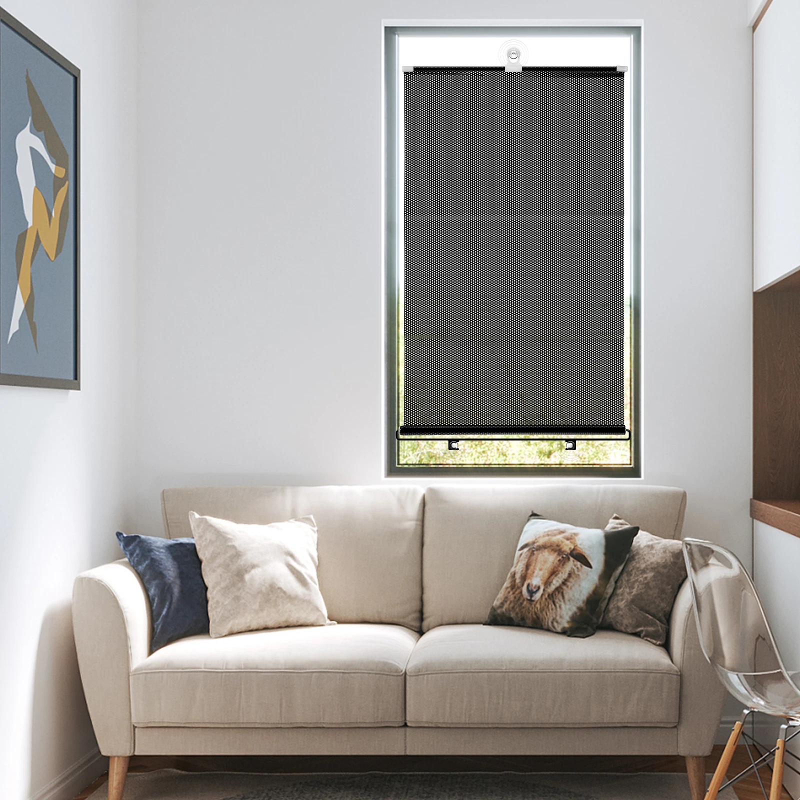 

Suction Cup Sunshade Curtain Privacy Perforated Blackout Travel Balcony Office Bedroom Window Handle Roller Blind Hardware