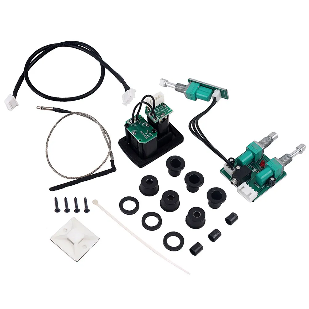 Black Uk200 Ukulele Piezo Pickup Preamp with 2-Band Controls Treble Bass Volume 6.35mm Output High Fidelity Circuit