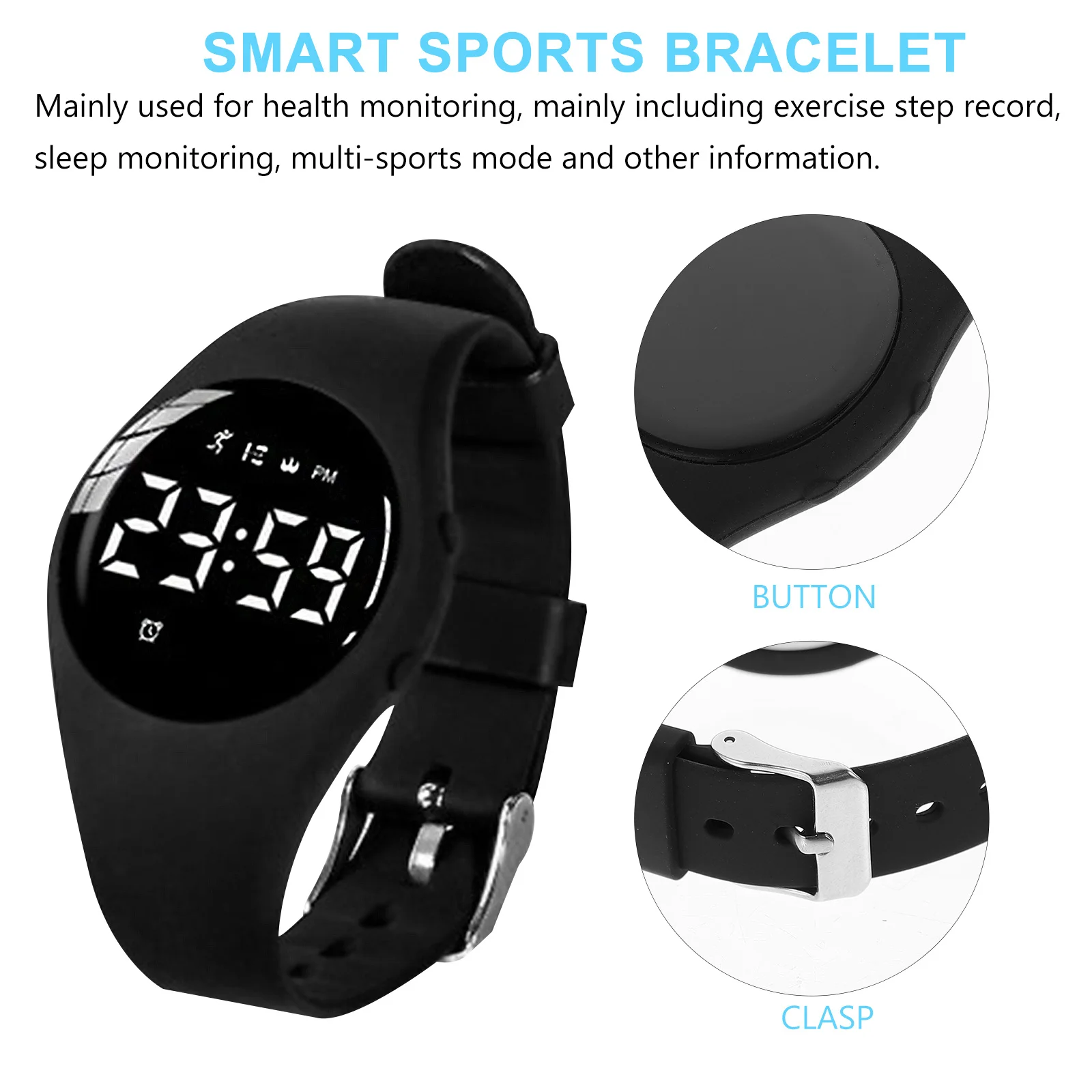 1Pcs Sports Watch Smart Bracelet Waterproof Durable Silicone Fitness Multi Sports Mode Waterproof Wrist Watch
