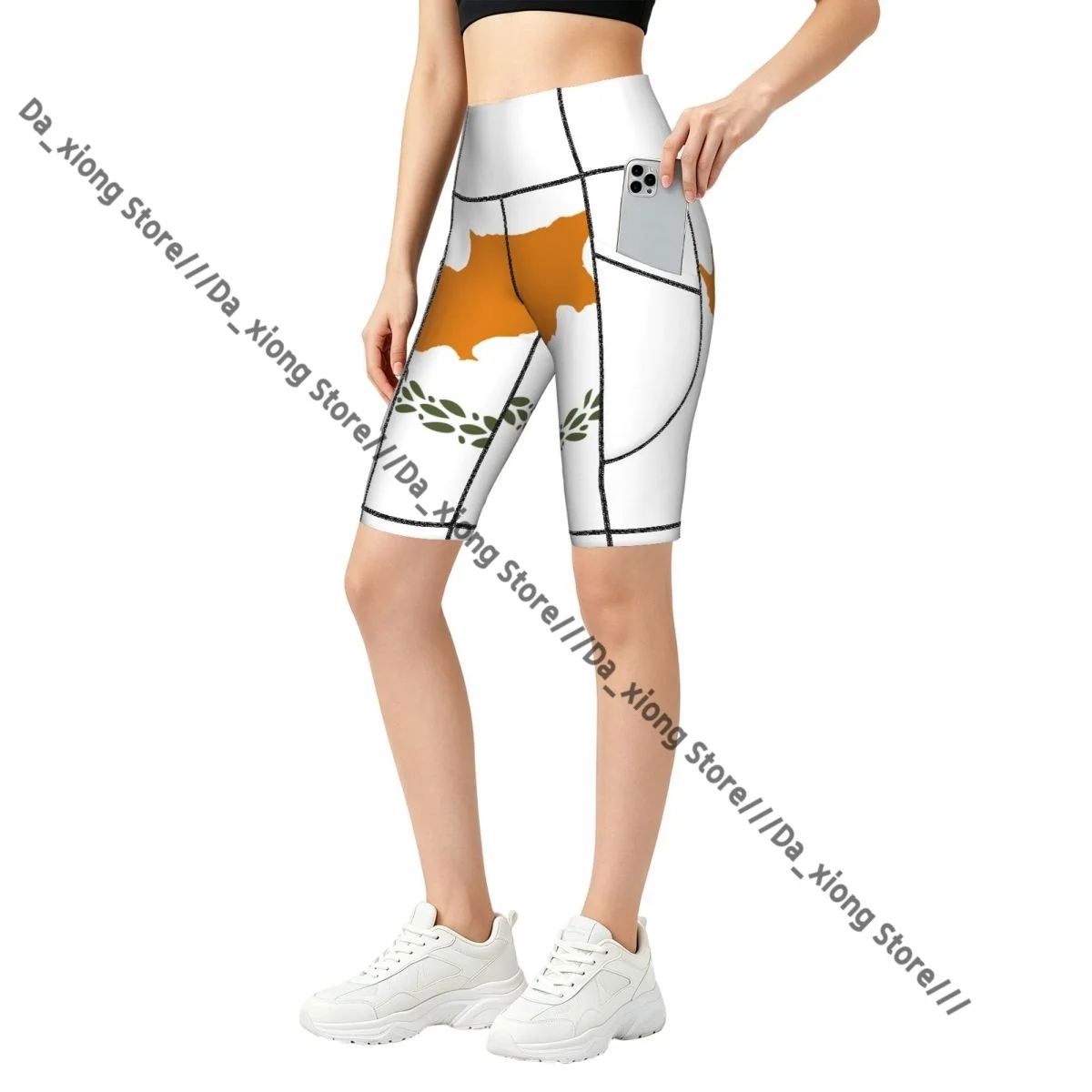 Women High Waist Yoga Shorts Flag Of Cyprus Stretch Hip Lifting Quick Dry Fitness Sports Shorts