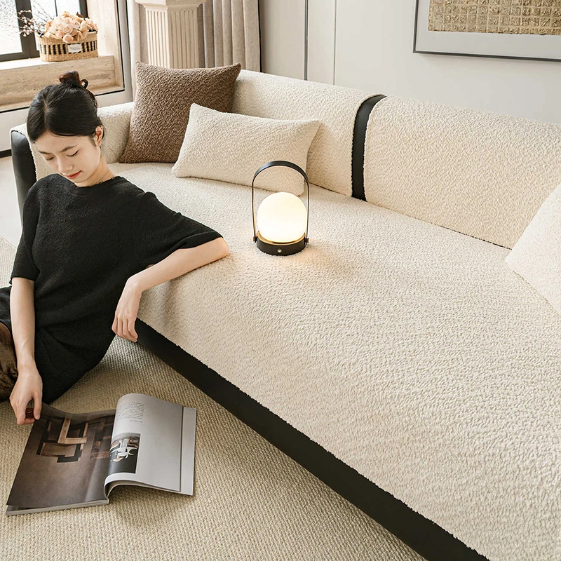 Solid Chenille Non-Slip Sofa Cushion 2026 Sectional Comfort Corner Couch Covers Four Seasons Universal Anti-Scratch Sofa Cover