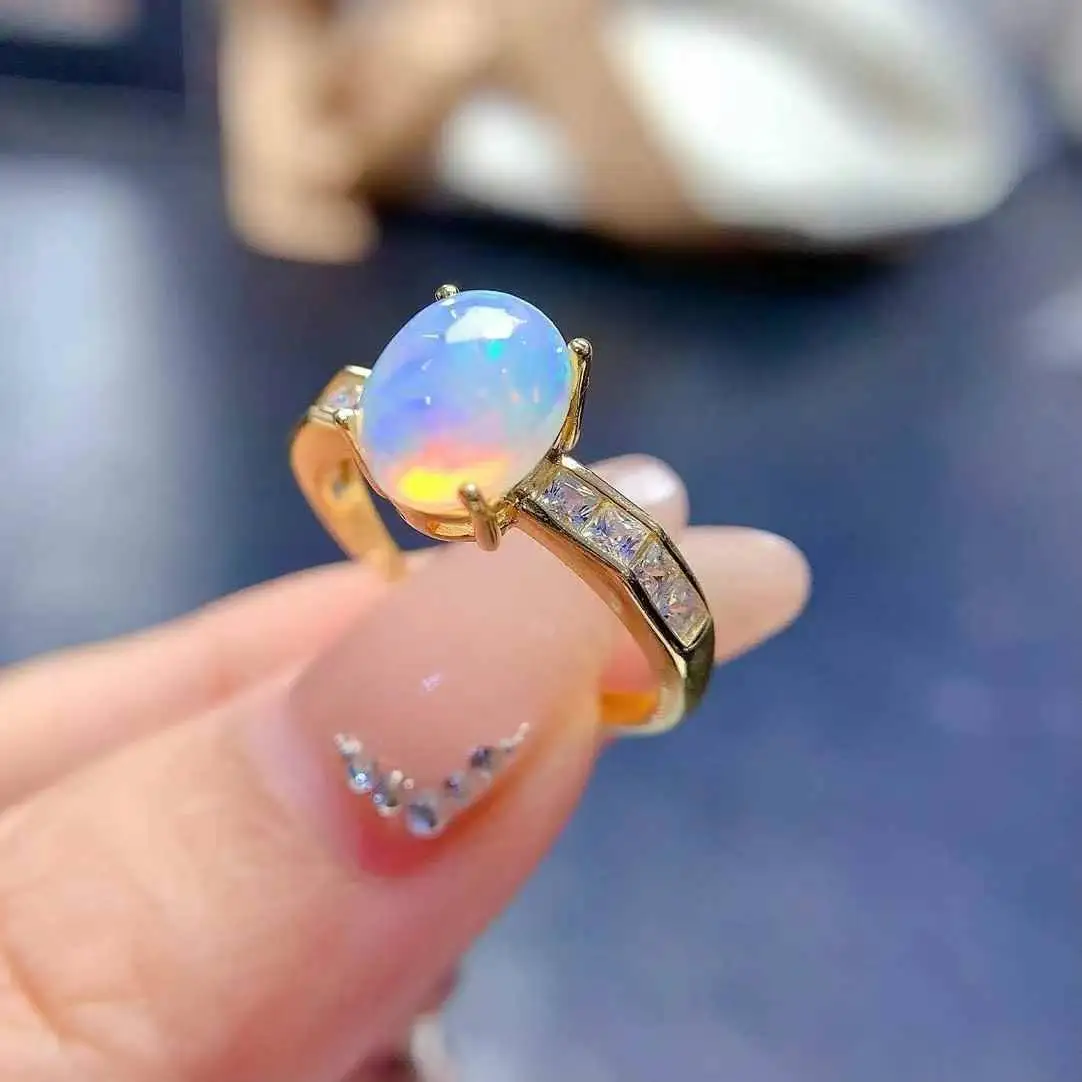 Natural Real Opal Ring Top Quality 925 Sterling Silver Classic Women Wedding ring Fine Jewelry