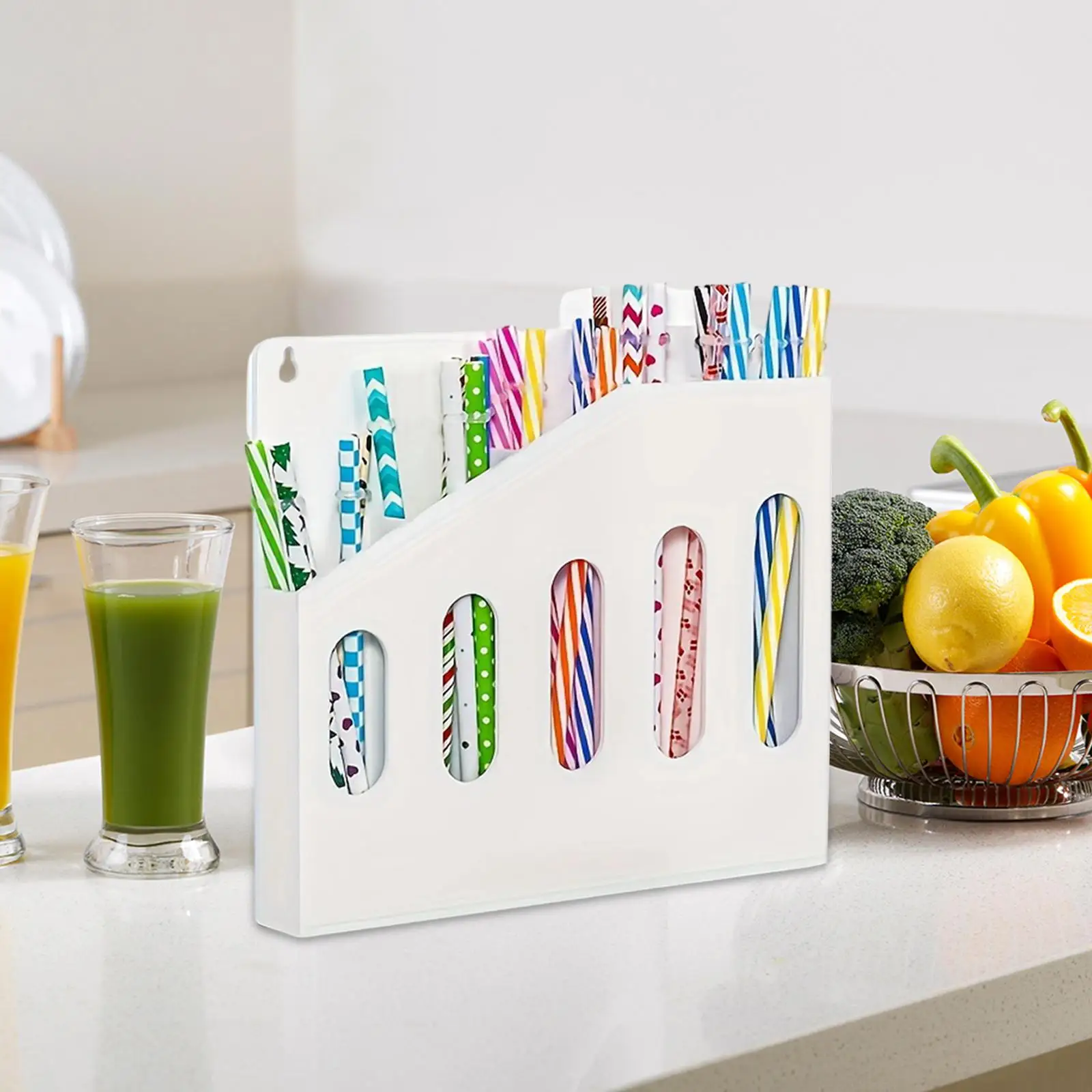 Acrylic Straw Holder Organizer Straw Display Stand Reusable Double Sided Tape Easy to Clean Organizer Rack for Cupboard