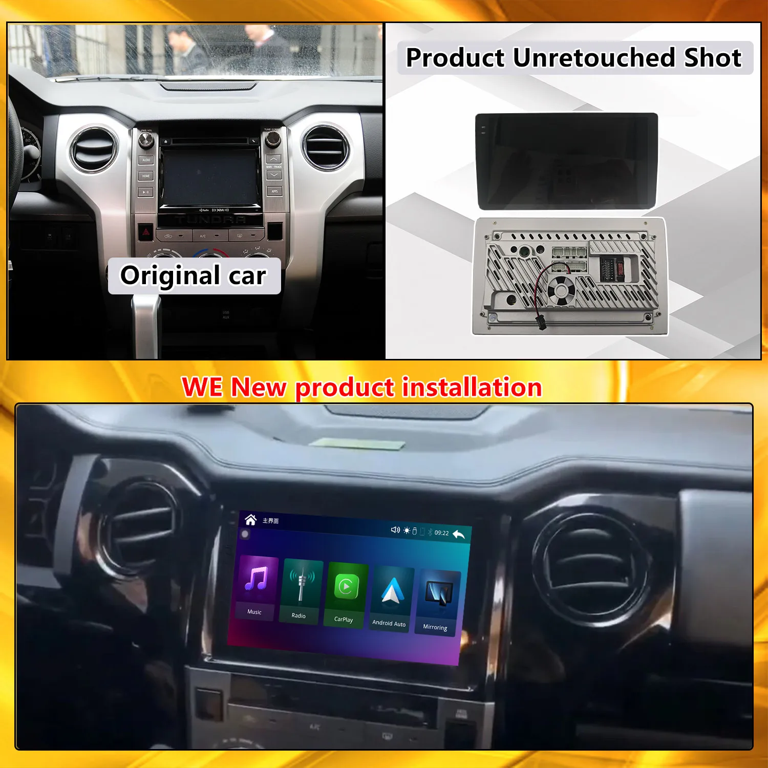 For Toyota Tundra 2014-2018 Upgrade Radio Wireless Carplay Car Multimedia Video Player Modify Touch Screen Android Auto Car Play