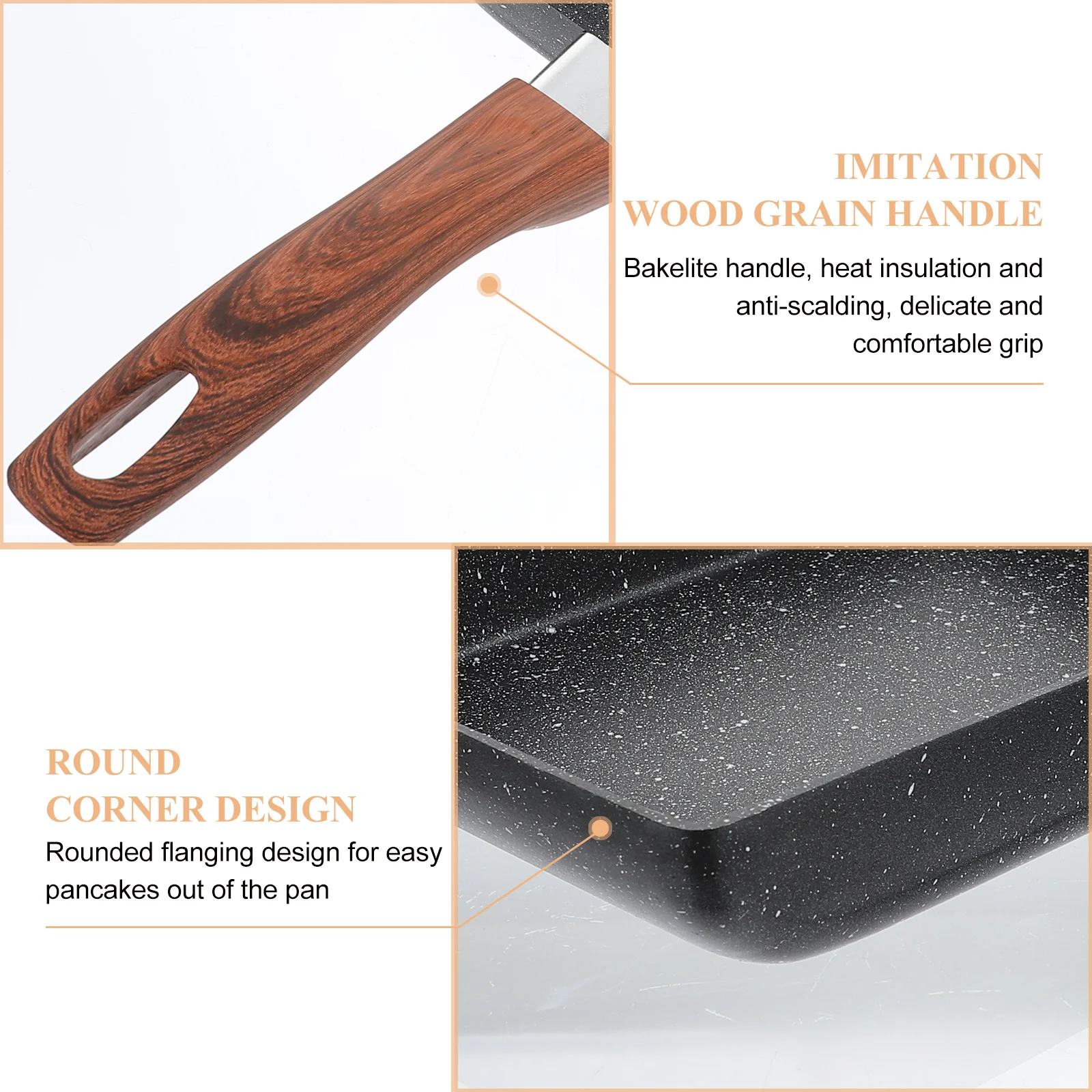 

Non-Stick Breakfast Pan 10-Inch Square Flat Bottom Frying Pan For Eggs Steaks Pancakes Omelette Home Cooking Lightweight Easy