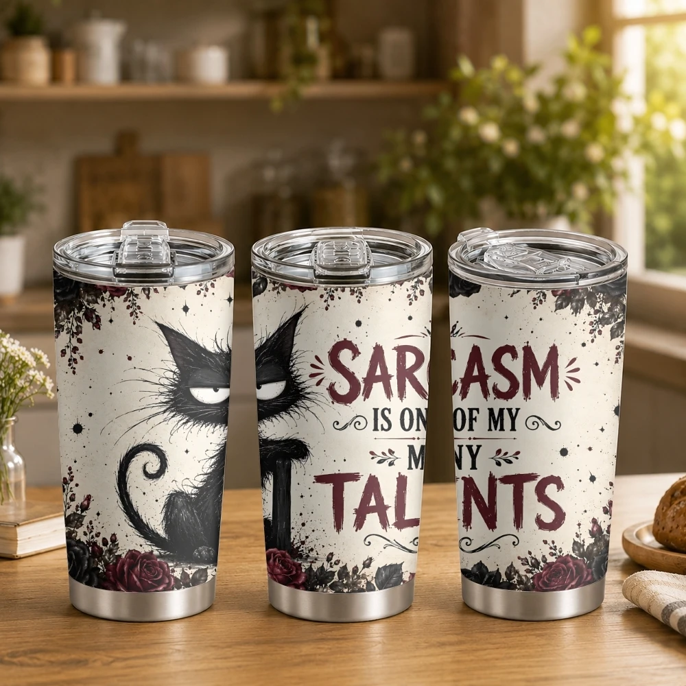 

Black Cat Rose Vacuum Flasks 20oz Double Wall Coffee Insulated Cup For Hot And Cold Drinks