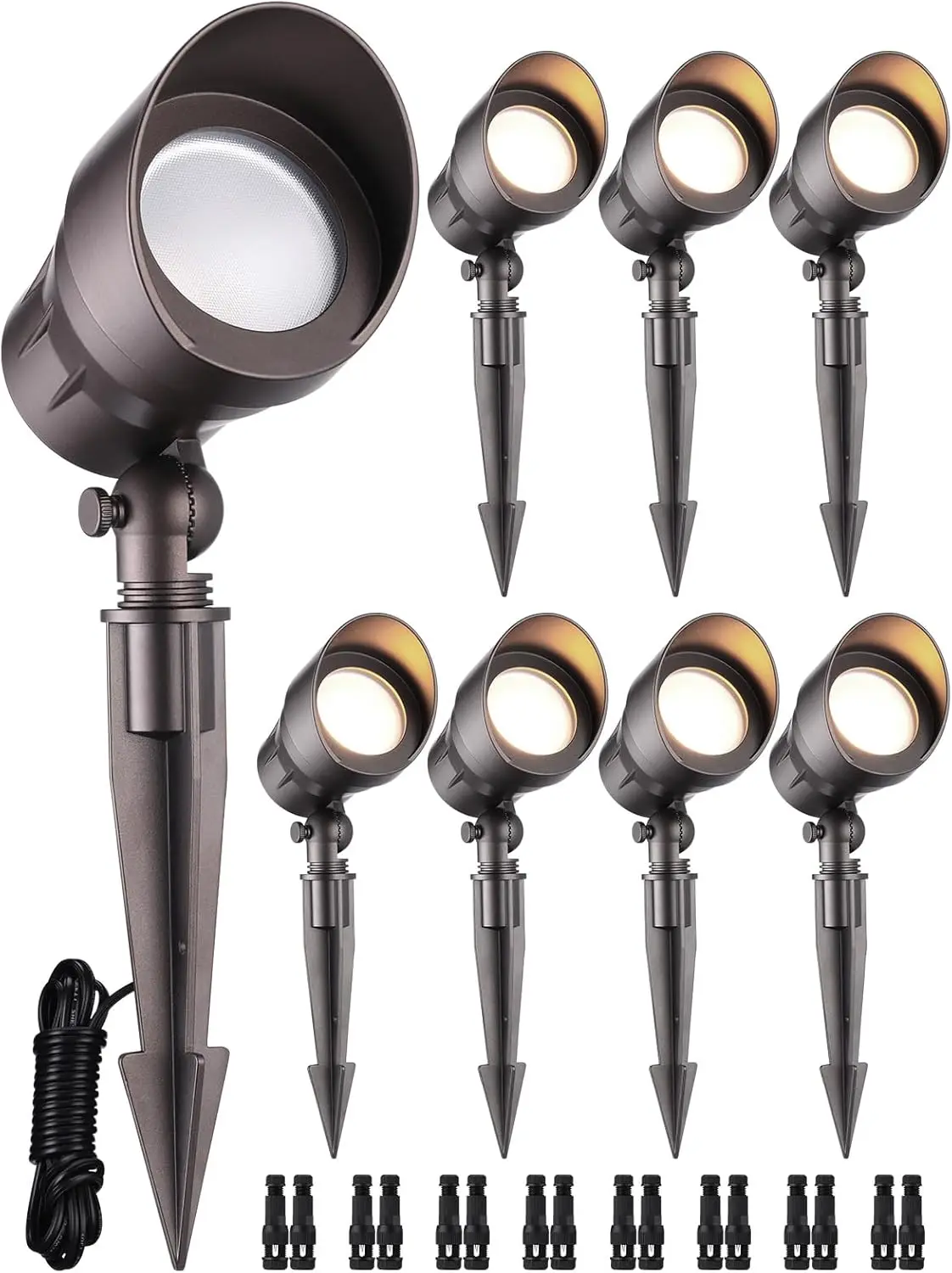 

Набор из 8 низковольтных светодиодных ландшафтных прожекторов, 5 Вт, 12 В, для наружного освещения дорожек, IP65, водонепроницаемые, теплый белый свет