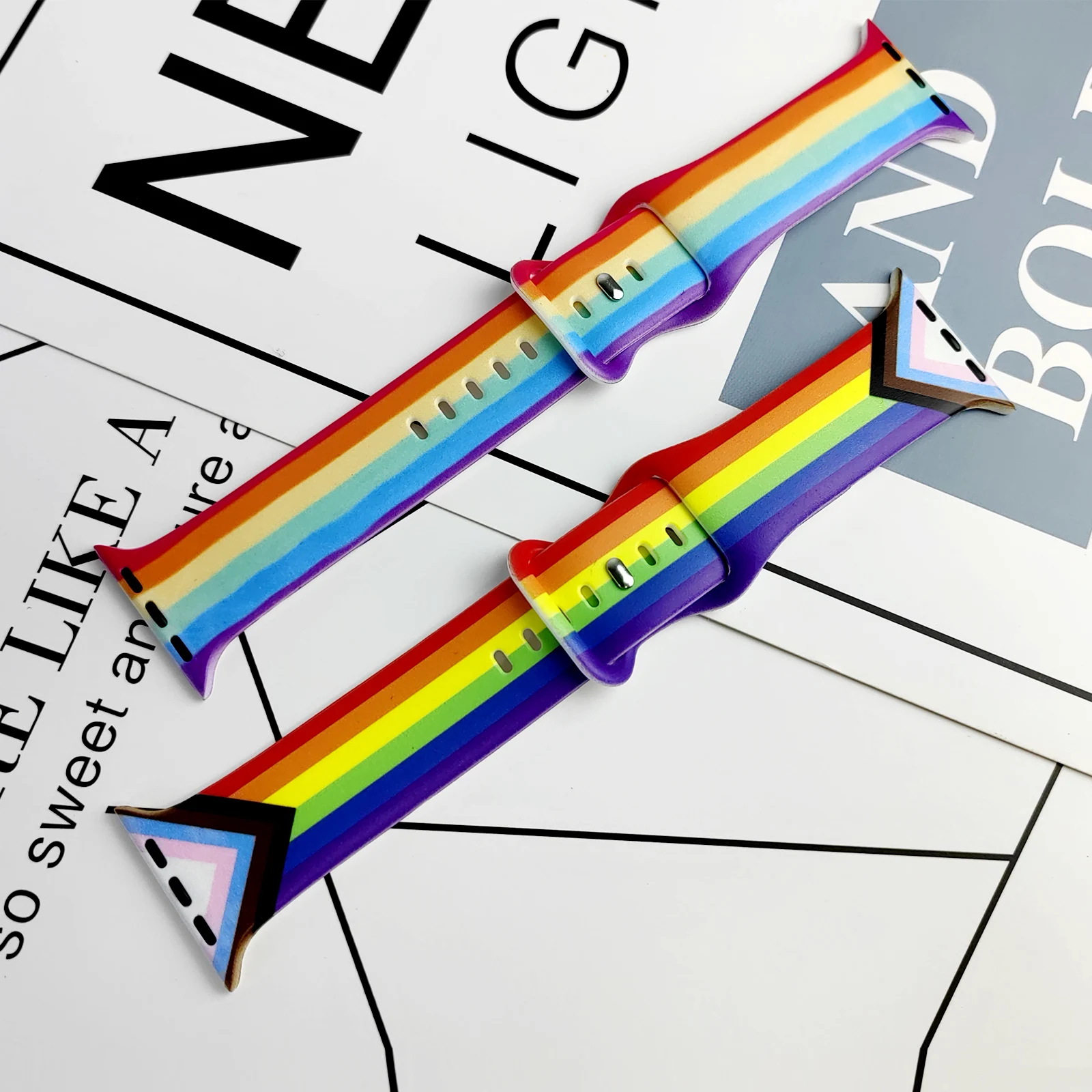 قوس قزح مطبوعة حزام لساعة أبل 10 9 8 7 SE سيليكون الفرقة استبدال سوار ل iWatch 46 مللي متر 44 مللي متر 42 مللي متر 41 مللي متر حزام الساعات