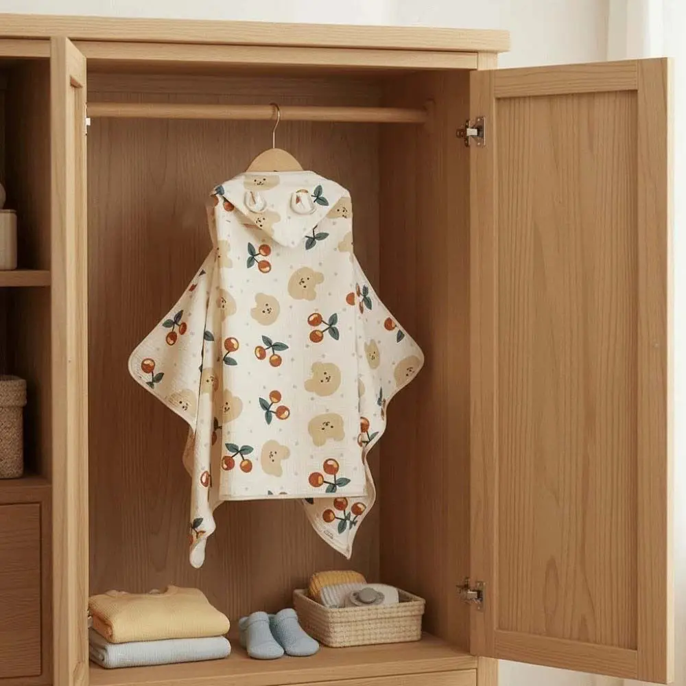 

Nightrobe Cute Baby Hooded Cape Towels Cartoon Printed Soft Gauze Blanket Wrap Rabbit Absorbent Bathrobe Beach