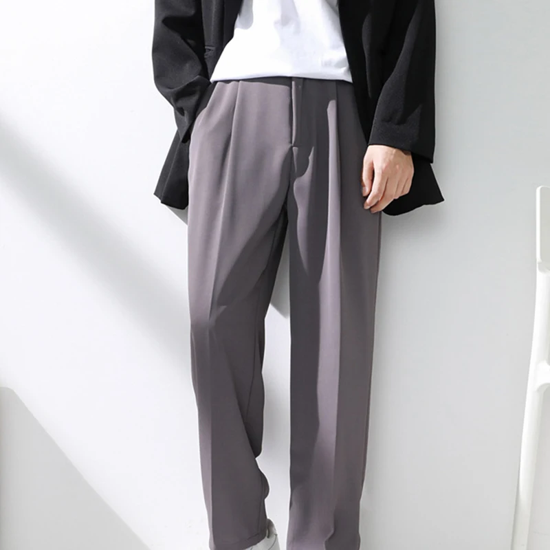 Sagging Casual Men's Suit Pants Loose Quick Drying Straight Tube Air-conditioned Pants Thin Summer Style 9 Points