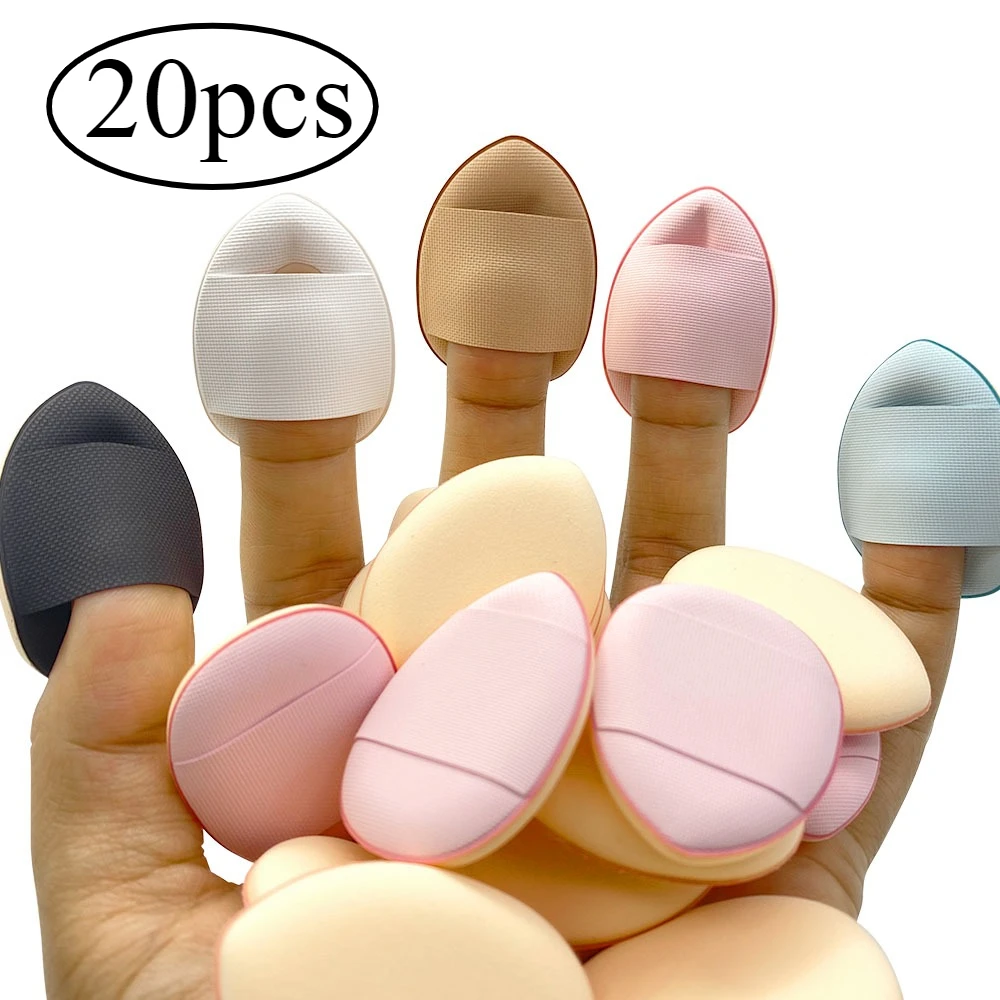 20 stücke Mini Finger Puff Foundation Pulver Detail Make-Up Schwamm Gesicht Concealer Creme Mischung Kosmetische Zubehör Make-Up-Tools