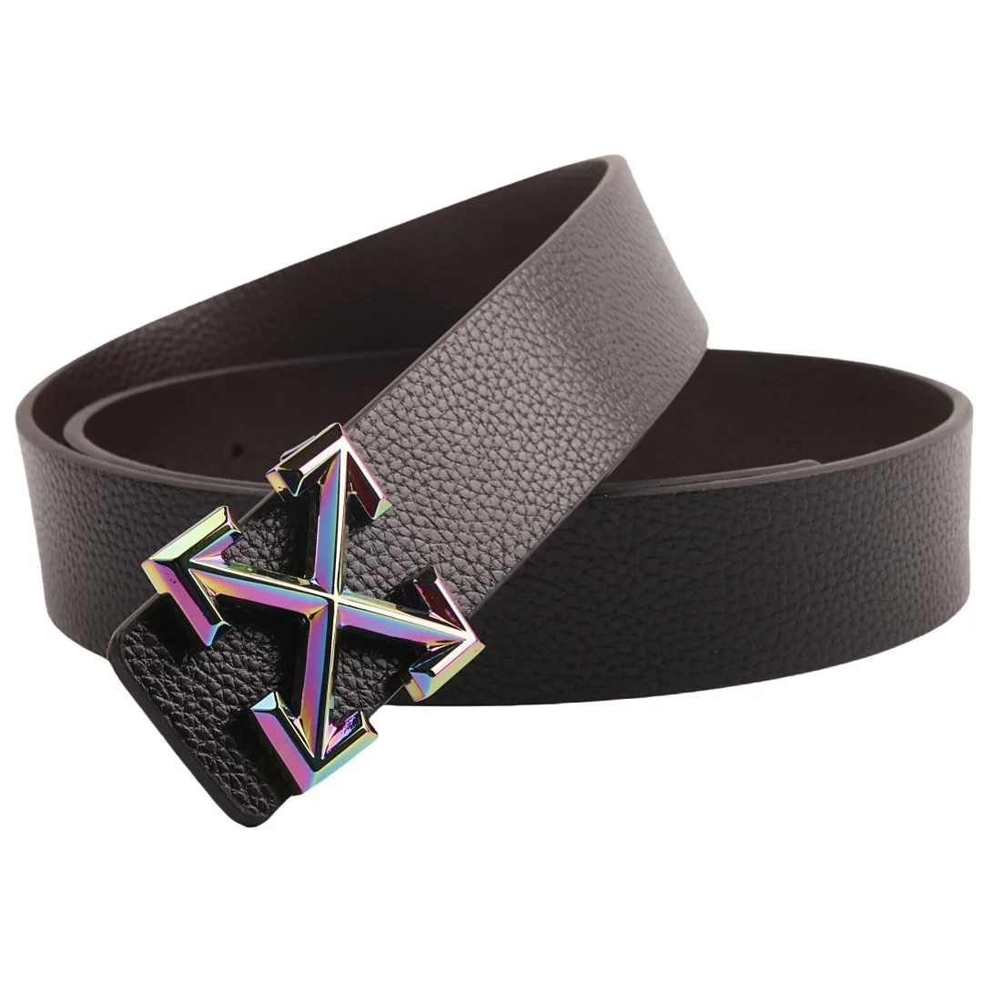 حزام جلد PU قابل للتعديل للرجال، إبزيم من سبائك الأخطبوط وتصميم حبوب الليتشي، غرزة مزدوجة للمناسبات الرسمية