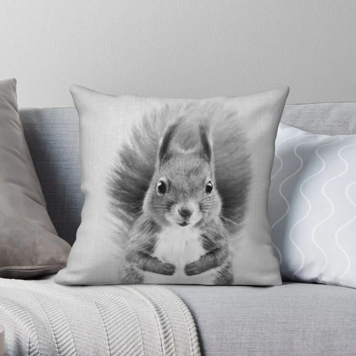 

Squirrel Peekaboo Wild Animal Square Pillowcase Polyester Linen Velvet Printed Zip Decorative Pillow Case Home Cushion Cover