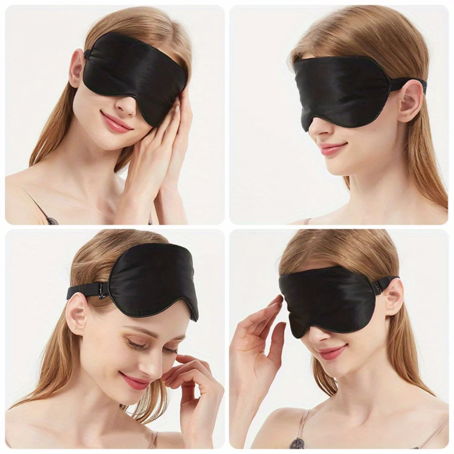 Bedroom Smooth Black Ultra Soft Blindfold Full Night Sleep No Pressure Eye Mask