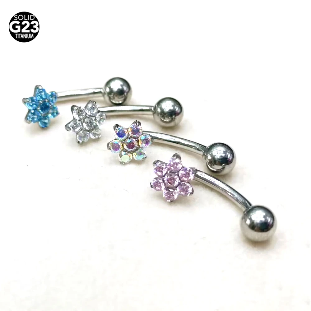 1Pcs 16G F136 Titanium Eyebrow Rings Eyebrow Piercing Jewelry Curved Barbell Surgical Stainless Steel Belly Ring Lip Rings Daith