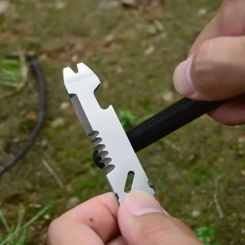 Mini Stainless Steel Crowbar, Multi-function Allen Wrench Magnesium Rod Scraper, Bottle Opener Portable Outdoor Camping Tool image 2