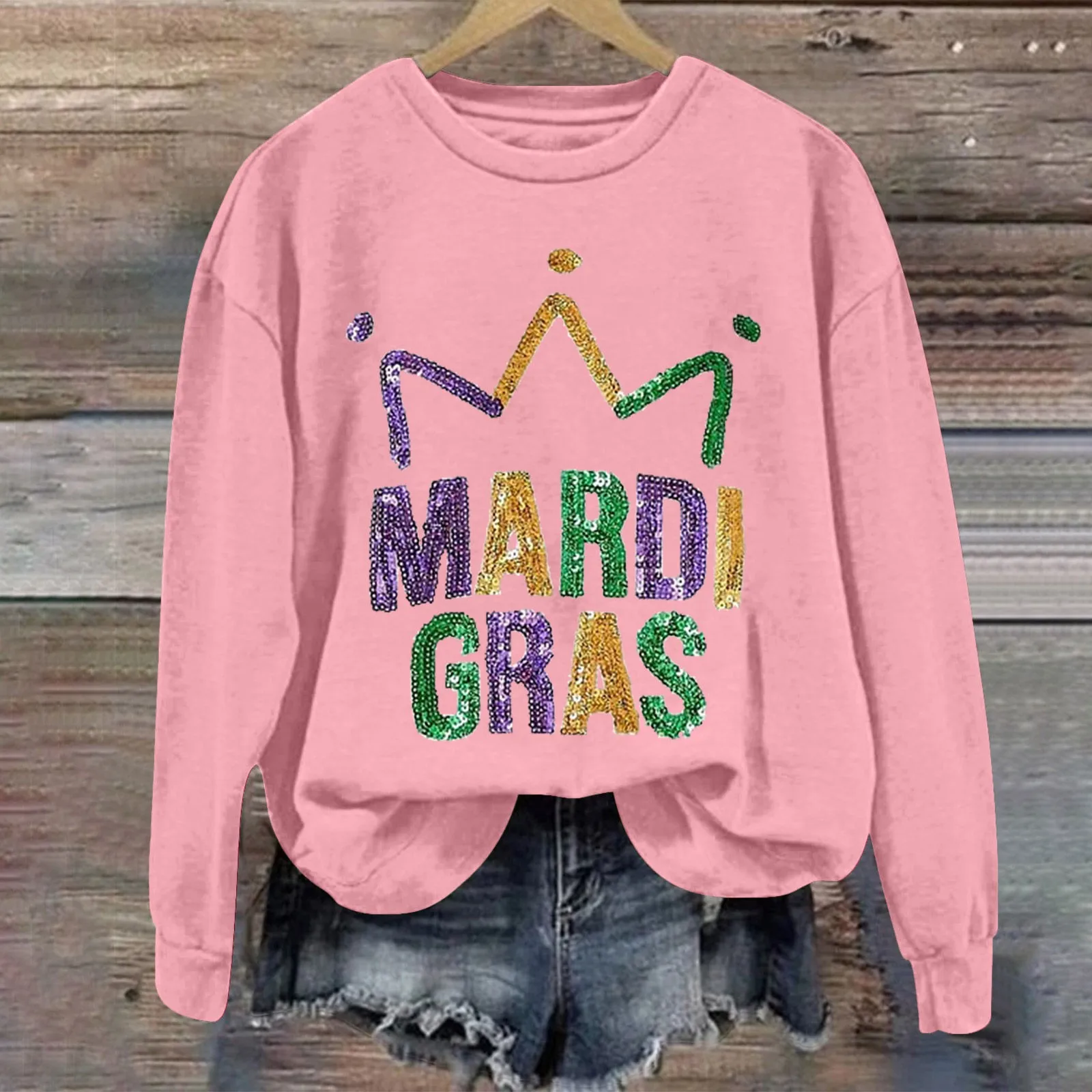 Mardi Women\'s Letter Printed Round Neck Long Sleeve Fall Shirt plus Size Band Sweatshirts Women Vintage Hoodies Sweaters Women